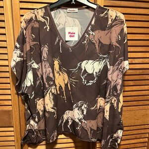 Pixie Girl Horse Print Top